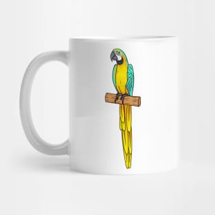 Blue-and-yellow macaw bird cartoon illustration Mug